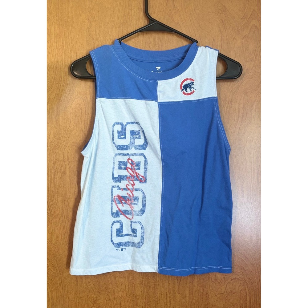 Fanatics Chicago Cubs Muscle Tank Top Womens Large Blue White Colorblock MLB